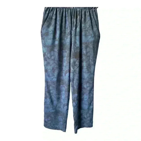 HALSTON Blue and Black Dyed Marble Print Tie Dye Jumpsuit Size Large - Picture 7 of 10
